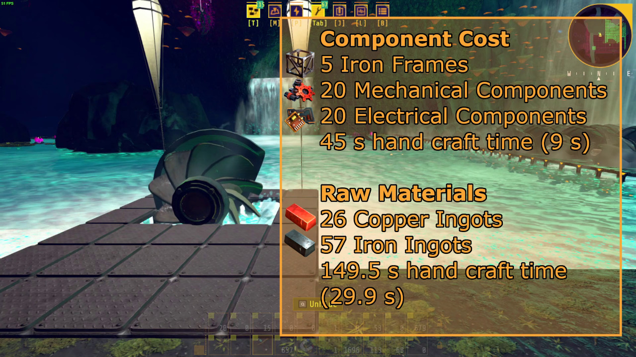 The component and raw costs as well as build times for water wheels.

